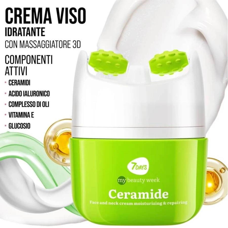 7days Ceramide – cremă hidratantă și tonifiantă pentru față, cu dispozitiv de masaj, 40 ml