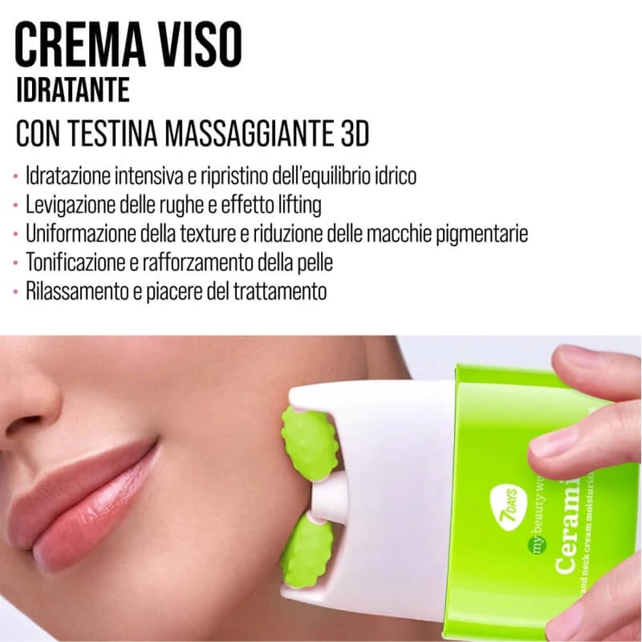 7days Ceramide – cremă hidratantă și tonifiantă pentru față, cu dispozitiv de masaj, 40 ml
