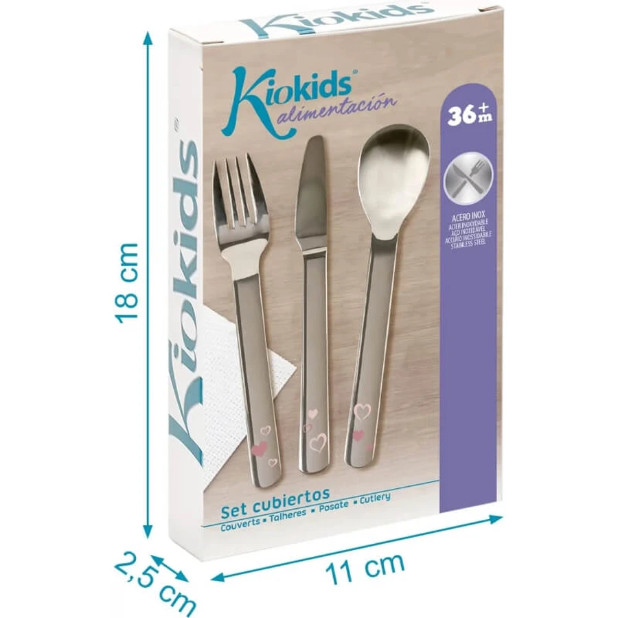 Zestaw sztućców ze stali nierdzewnej Kiokids – różowy: ceny i cechy
