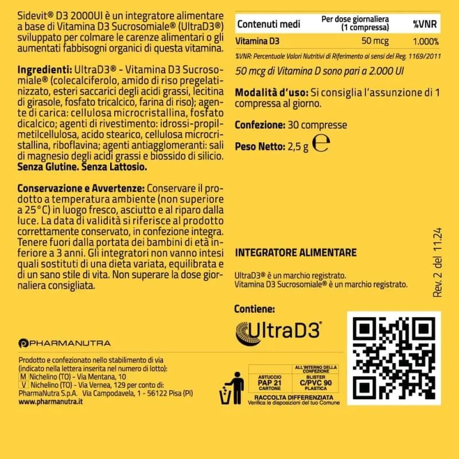 Sidevit D3 2000 IE, 30 tabletten - Vitamine D3-supplement