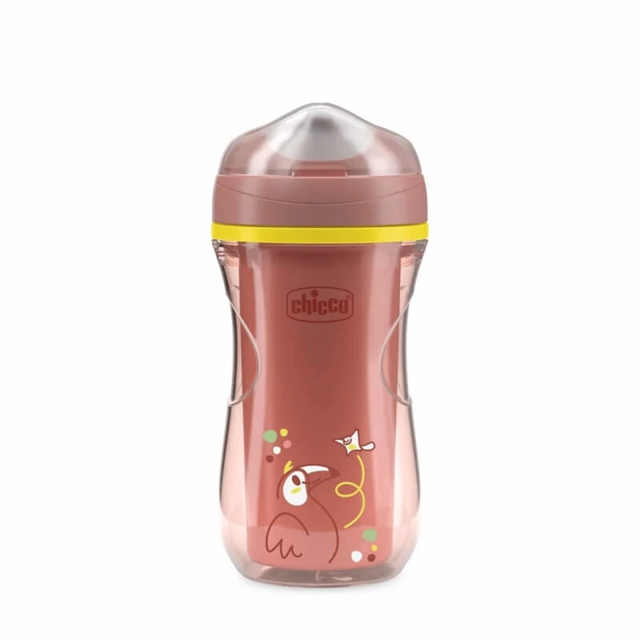 Chicco Active Cup - 14m+ Child's Cup, Spill-Proof, Rigid Spout, Insulated, Pink, 266 ml