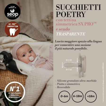 Suavinex Poetry – SX Pro Physiologischer Silikon-Schnuller, 0–6 Monate, grün