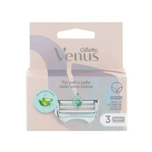 Gillette venus - per peli e pelle della zona intima - 3 lamette di ricambio per rasoio