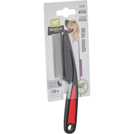 Ferplast Gro 5838 - Peigne anti-puces pour chiens et chats à poil court à mi-long, doté de dents très rapprochées et d'une pointe arrondie