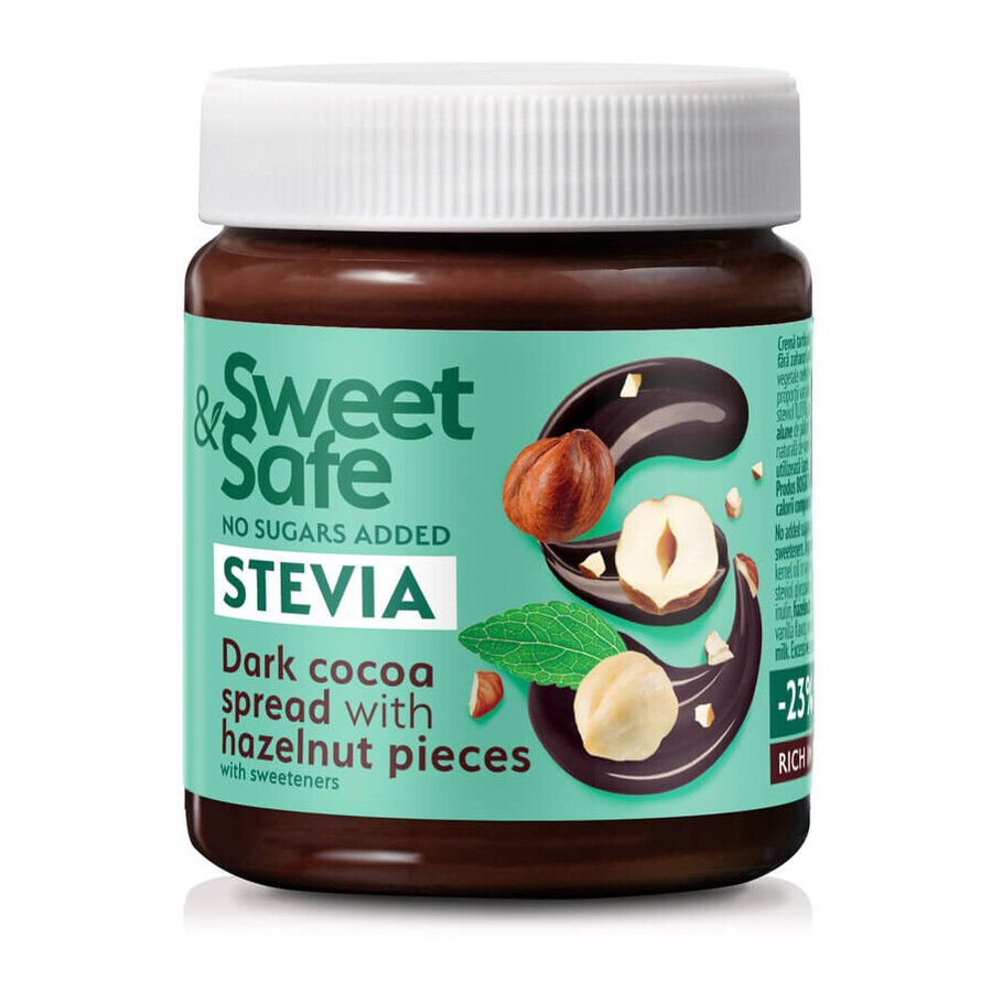 Sweet&amp;Safe crema intensa de cacao y avellanas endulzada con stevia, 220 g, Sly Nutritia