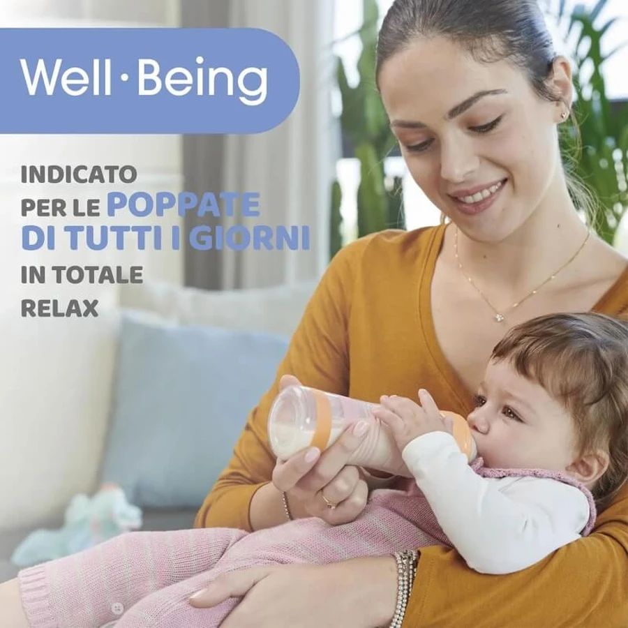 Chicco Well-being - Biberón de flujo rápido de 330 ml - Verde claro