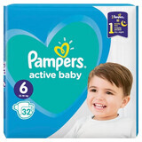 Pañal Pampers Active, No. 6, 13-18 kg. 32 pzs.