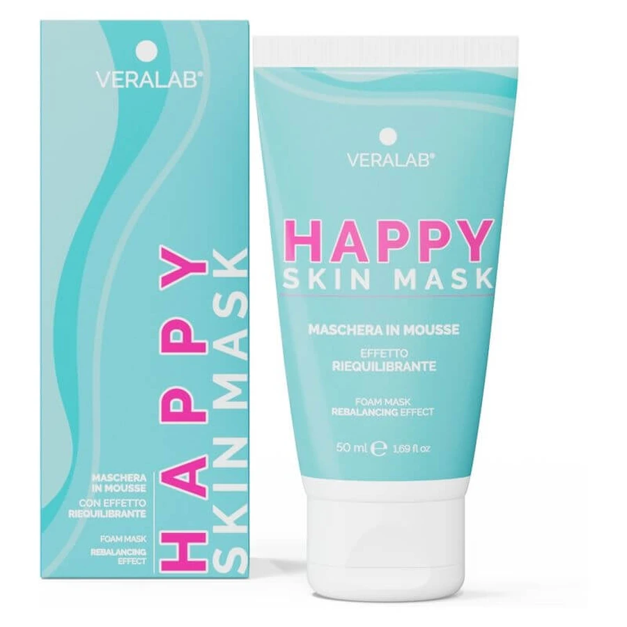Masque Veralab Happy Skin - Mousse visage éclaircissante, équilibrante et lissante, 50 ml