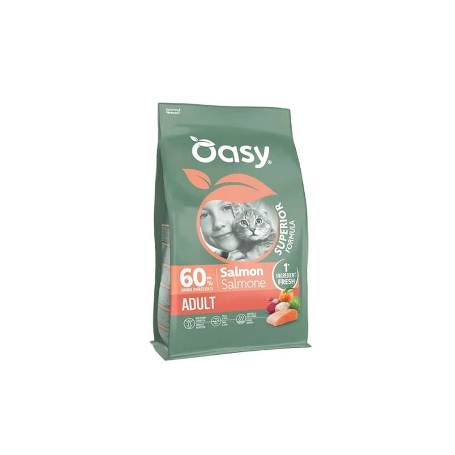 Oasy Superior Salmon Formula - Complete Food for Adult Cats, 1.5 kg