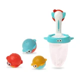 Kiokids Coș de jucării pentru baie – 4 coșuri de depozitare cu plasă de pescuit