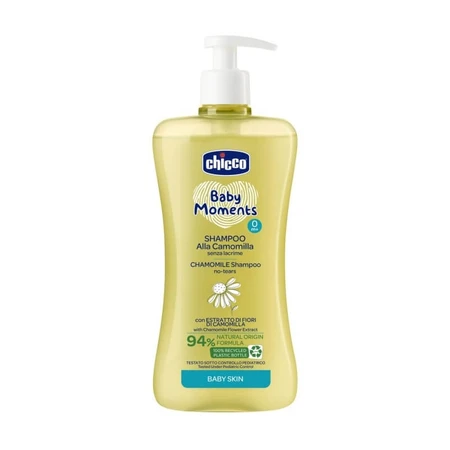 Chicco Baby Moments – șampon delicat cu mușețel, care nu provoacă lacrimi, de la 0 luni în sus, 500 ml