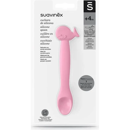 Suavinex balena - cucchiaio in silicone - rosa