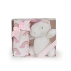 Set de regalo para recién nacidos «Cangaroo»: manta de felpa suave y peluche de unicornio arcoíris