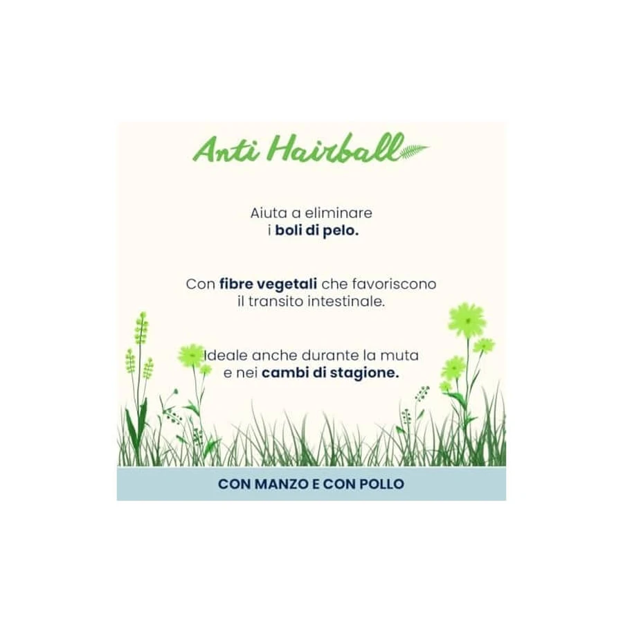 Almo Nature Anti-Haarbal Rundvlees en Kip - Compleet natvoer voor volwassen katten, 6 x 70 g