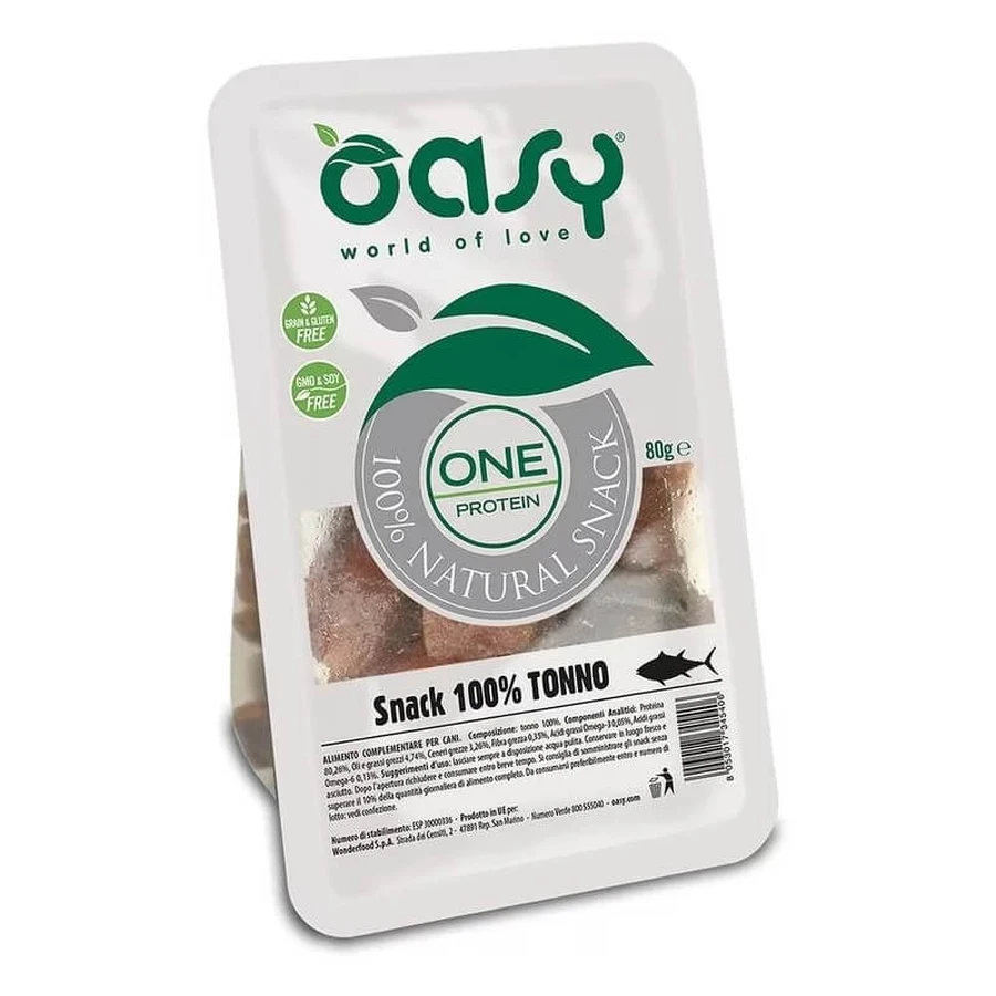 Oasy One – gustare proteică 100% ton pentru câini, 80 g