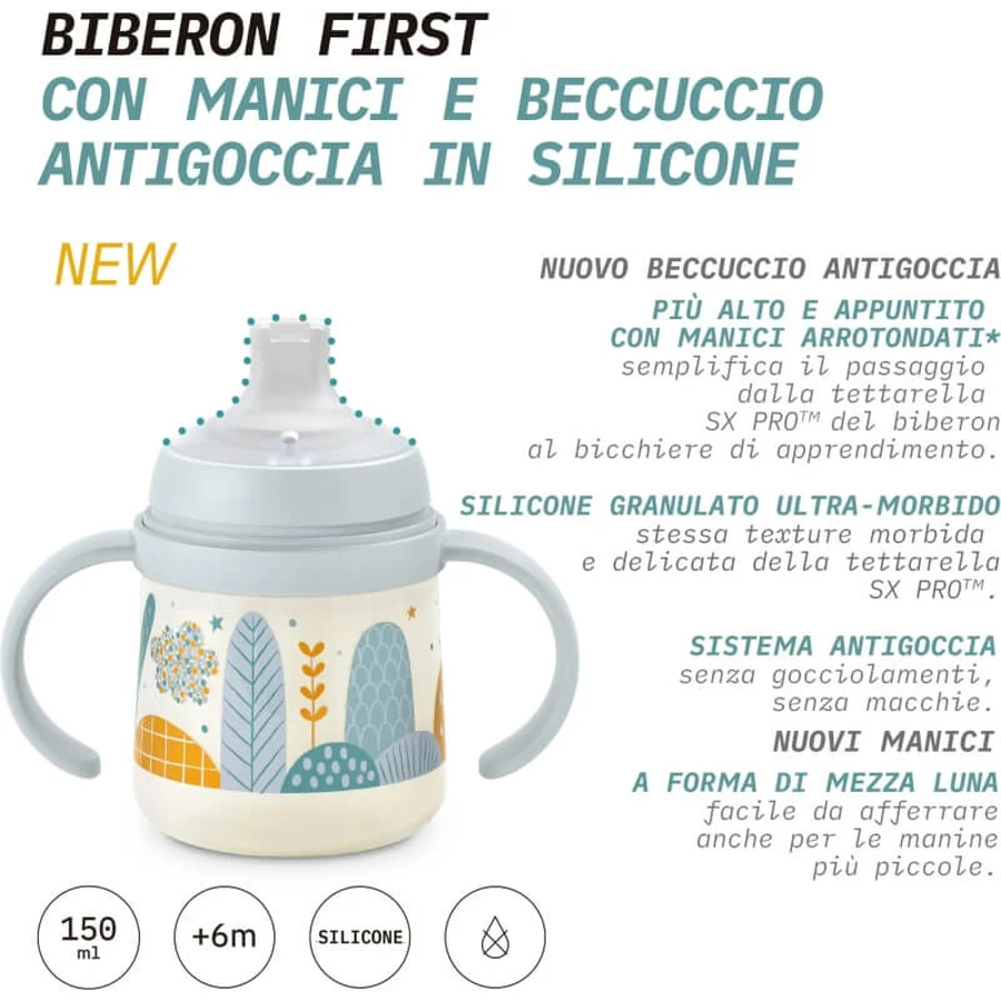 Suavinex dreams – biberon anti-picurare cu mânere, 150 ml – albastru deschis