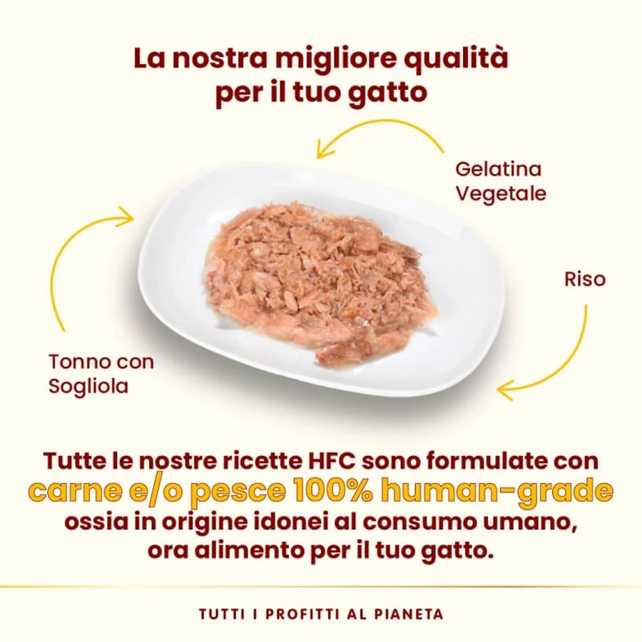 Almo Nature HFC Jelly cu ton și limbă de mare – hrană complementară pentru pisici adulte (pentru eliminarea ghemurilor de păr) 55 g