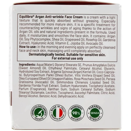 Crema facial antiarrugas Equilibra Argan, 50 ml