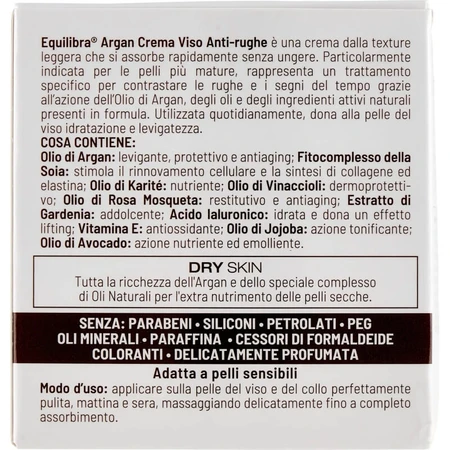 Crema facial antiarrugas Equilibra Argan, 50 ml