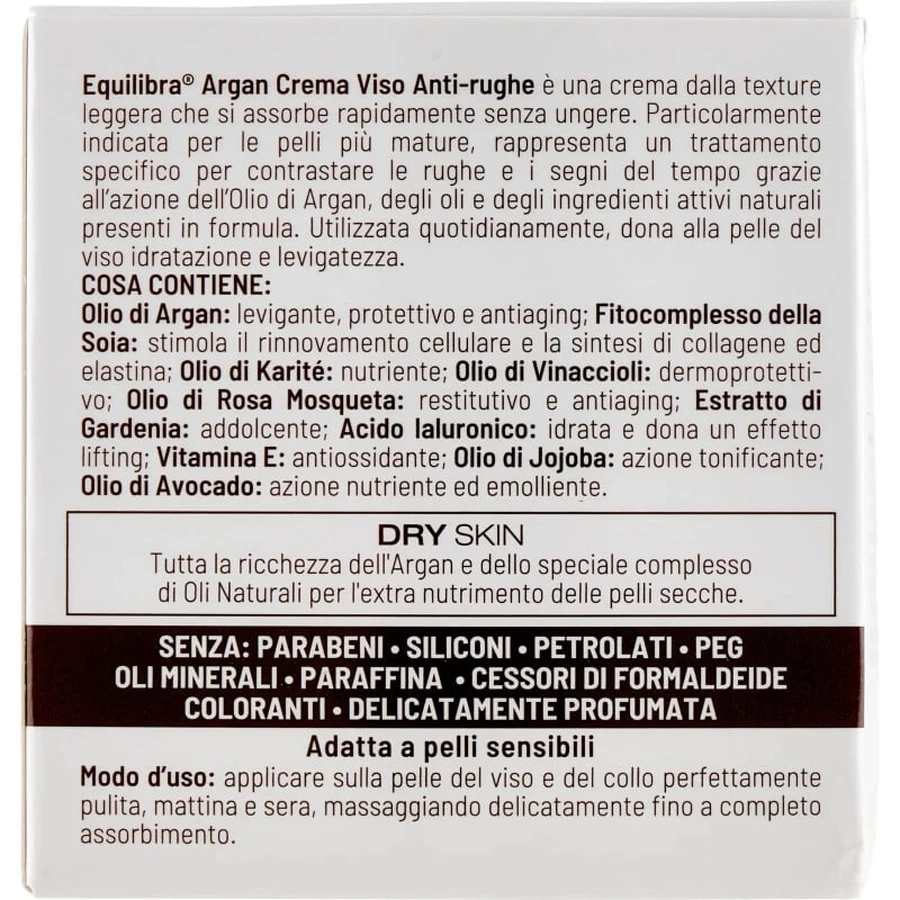 Crema facial antiarrugas Equilibra Argan, 50 ml