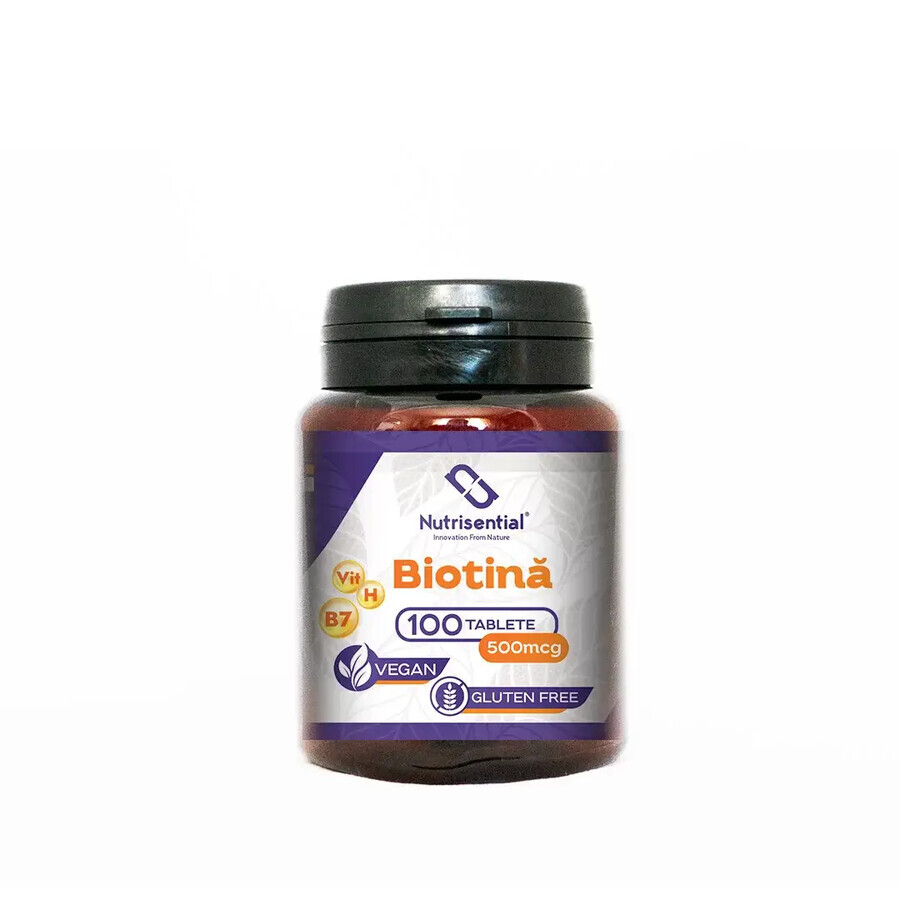 Biotina 500mcg, Vegano, 100cps, Nutrisential