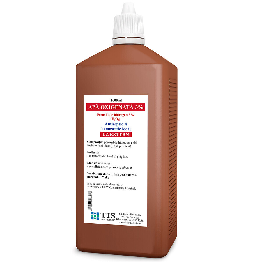 Hydrogen peroxide 3%, 1000 ml, Tis Farmaceutic