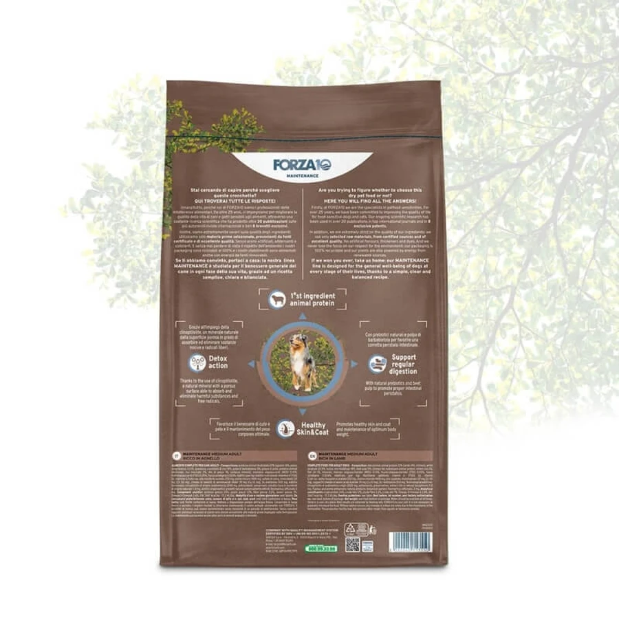 Forza10 Crochete pentru câini adulți de talie medie – hrană completă cu miel – 12 kg