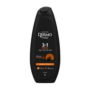 Dermomed Total &amp; Intense - Gel de ducha 3 en 1 para hombre, para cuerpo, rostro y cabello: hidratante y perfumado, 250 ml