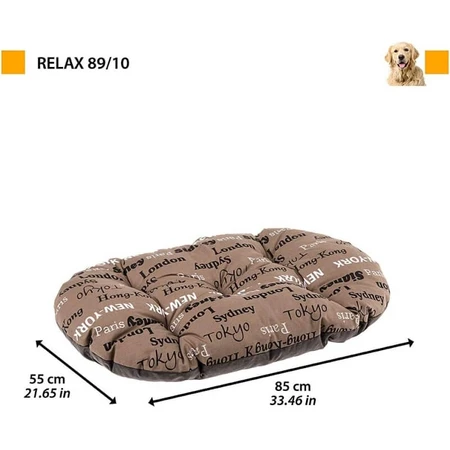 Ferplast Relax 89-10 – Owalna, bawełniana poduszka dla psów i kotów, którą można prać, z brązowym nadrukiem miejskim, 89 x 55 cm: ceny i cechy