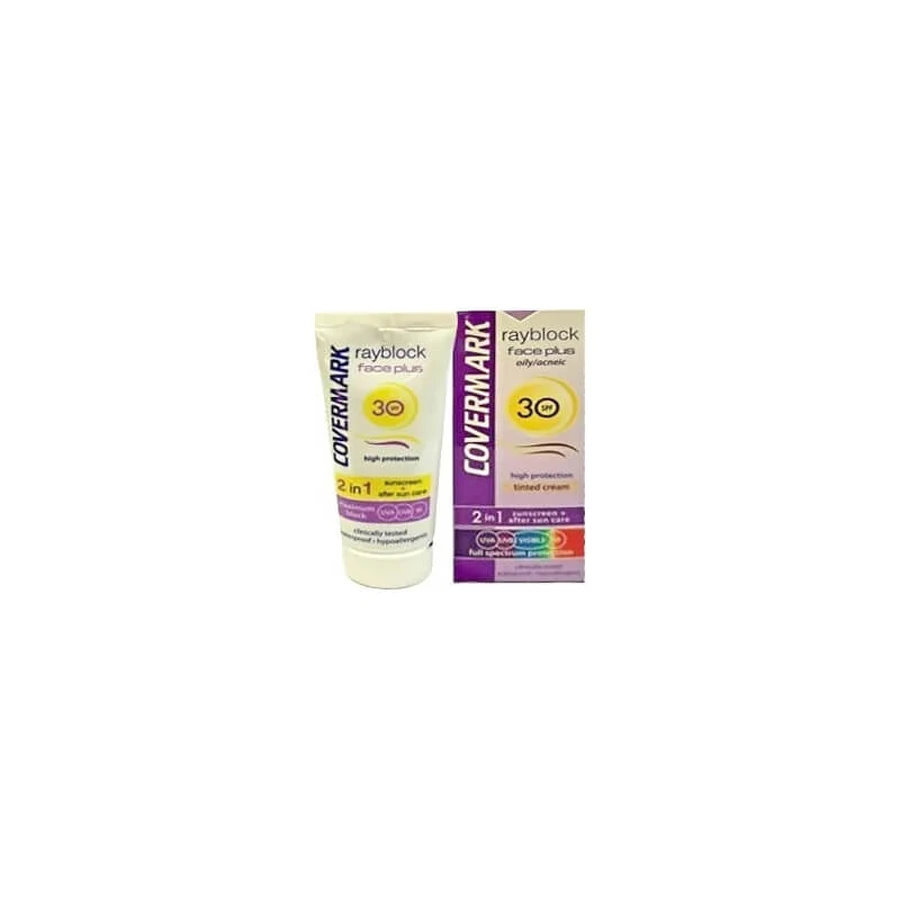 Covermark Crema solare viso 30 spf colorata 2in1 rayblock face plus dry/sensitive protezione alta 50 ml - light beige