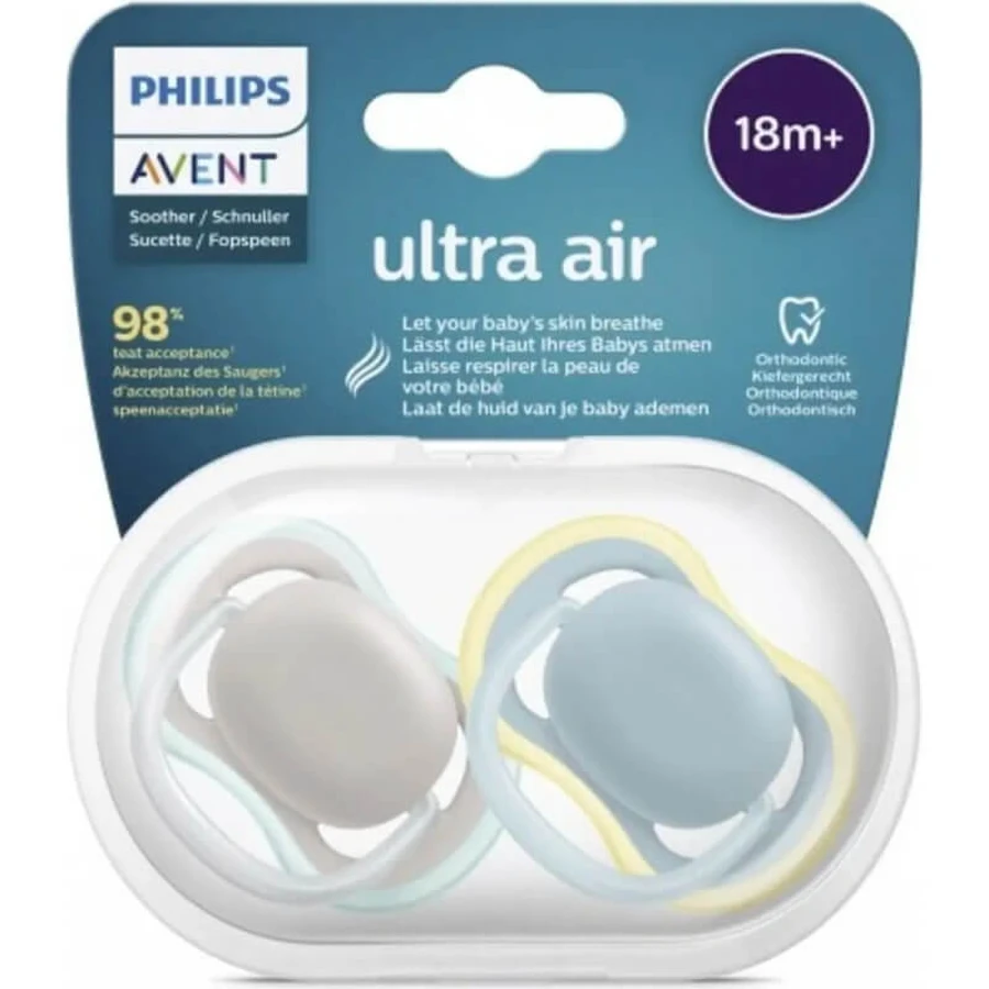 Avent ultra air 18m+ - 2 succhietti in silicone - neutro