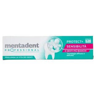 Mentadent Professional protect+ : dentifrice reminéralisant pour dents sensibles et plus blanches, 75 ml