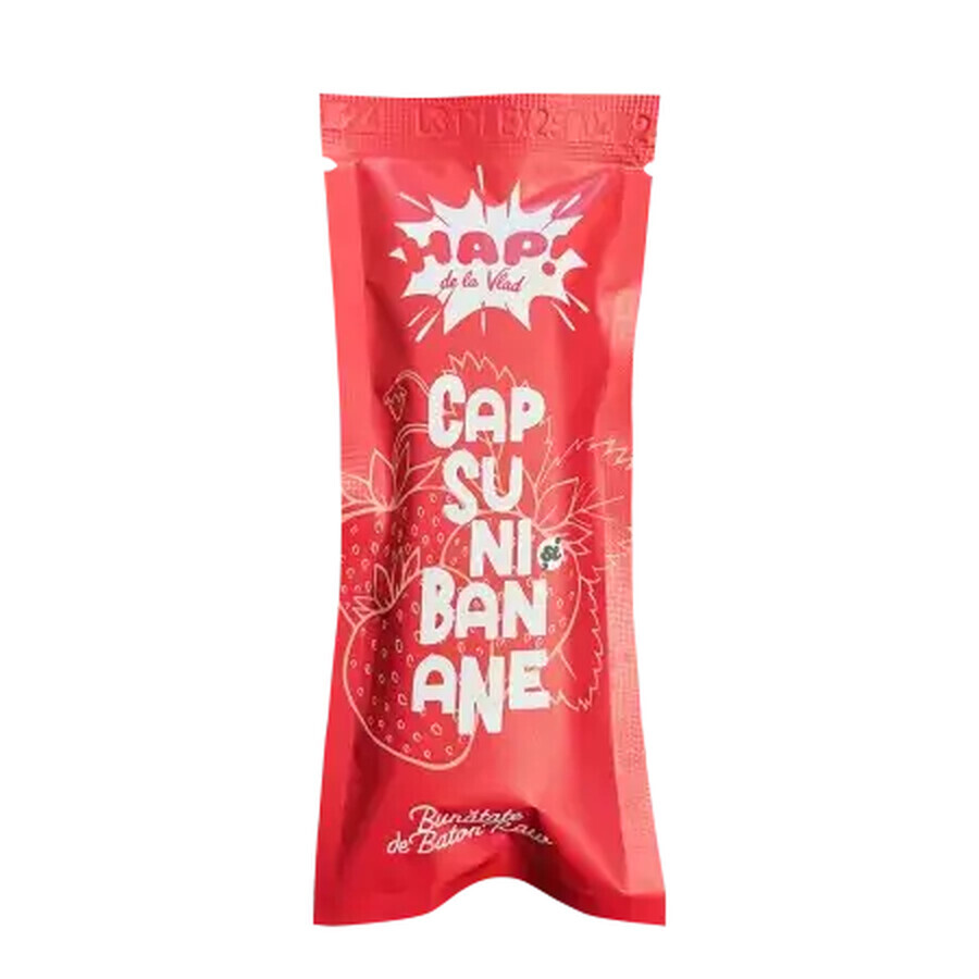 Baton raw vegan cu capsuni si banane, 45 g, Hap de la Vlad