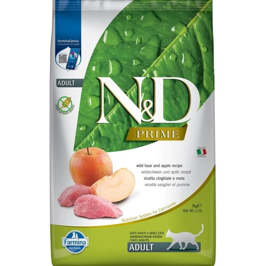 Farmina N&amp;d prime adult al cinghiale e mela - alimento completo per gatti 5 kg