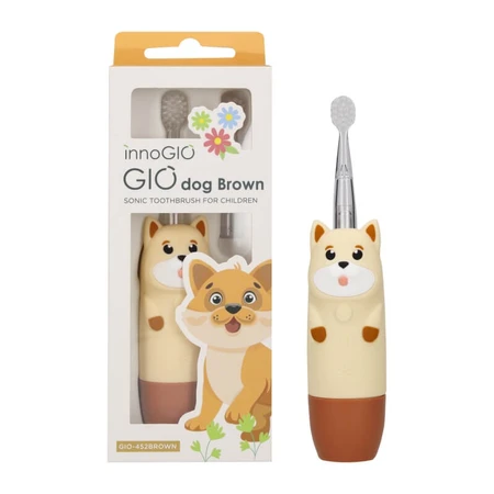 Innogio Gio dog brown – periuță de dinți sonică pentru copii cu cap de periuță luminos