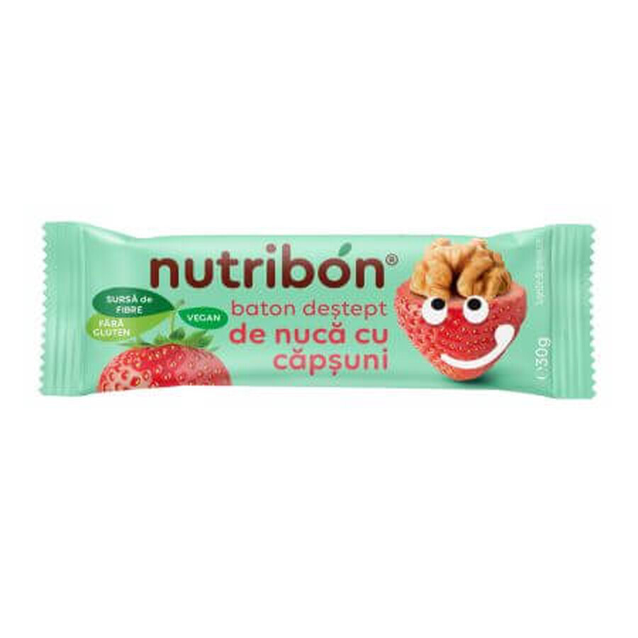 Glutenvrije vegan noten- en aardbeireep, 30g, Nutribon