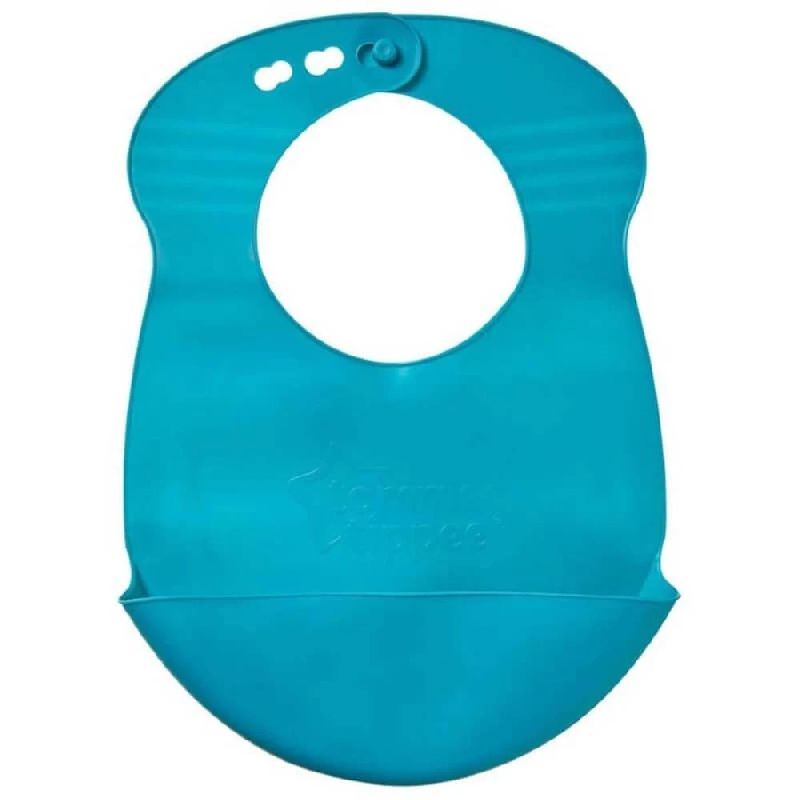 Tommee Tippee Roll 'n' Go - Bavoir en silicone avec poche ramasse-miettes, à partir de 6 mois - Couleurs assorties