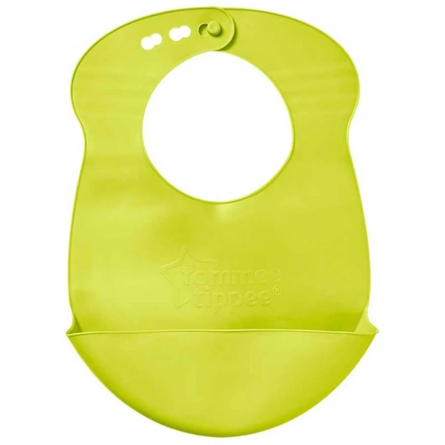 Tommee Tippee Roll 'n' Go - Bavoir en silicone avec poche ramasse-miettes, à partir de 6 mois - Couleurs assorties