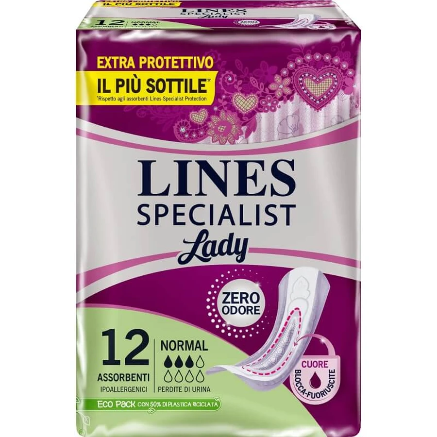 Lines Specialist Lady Normal - 12 compresas para incontinencia leve
