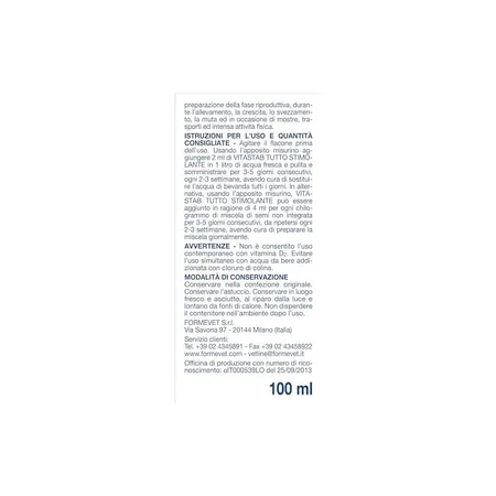 Formevet Vitastab All-in-One Stimulant - Vloeibaar supplement voor kooivogels, 100 ml