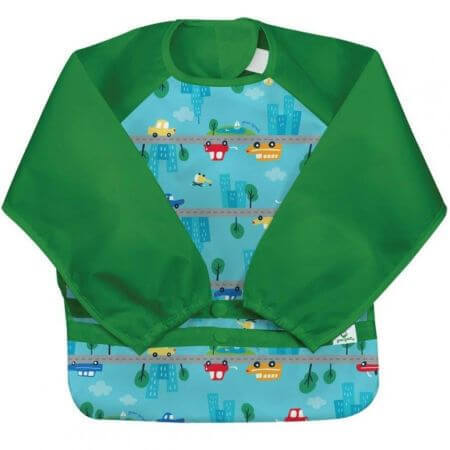 Bavetica multifunctionala cu maneci lungi Aqua Cars, 12-24 luni, Green Sprouts