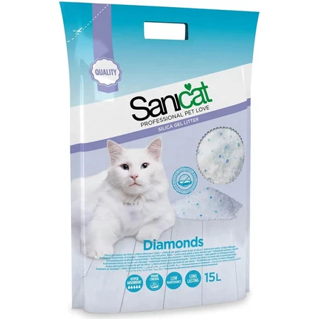 Sanicat Diamonds - Litière pour chat à base de silice, 15 L