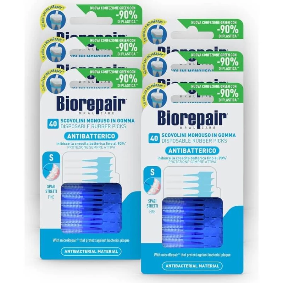 Biorepair 40 periuțe antibacteriene din cauciuc fin pentru spații înguste