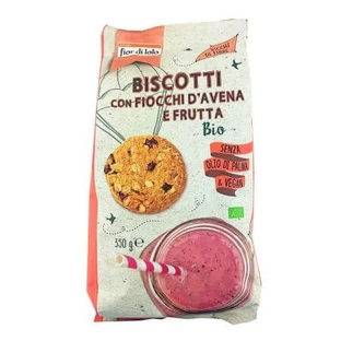 Biologische koekjes met havervlokken en fruit, 350 g, Fior di Loto