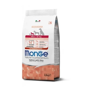 Monge Natural Superpremium Mini Puppy & Junior – łosoś i ryż – sucha karma dla psów, 2,5 kg