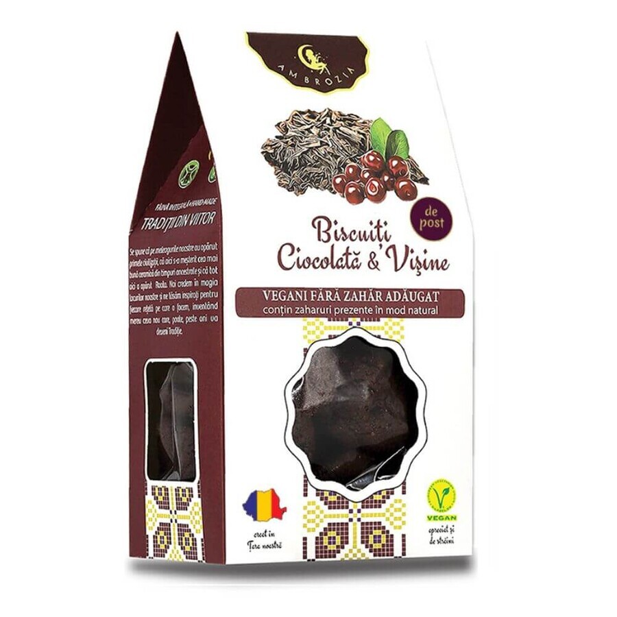 Galletas veganas de chocolate y guindas, 130g, Ambrosia