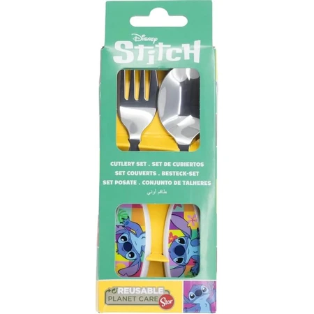 Stor 2-piece stainless steel cutlery set with stitch detailing