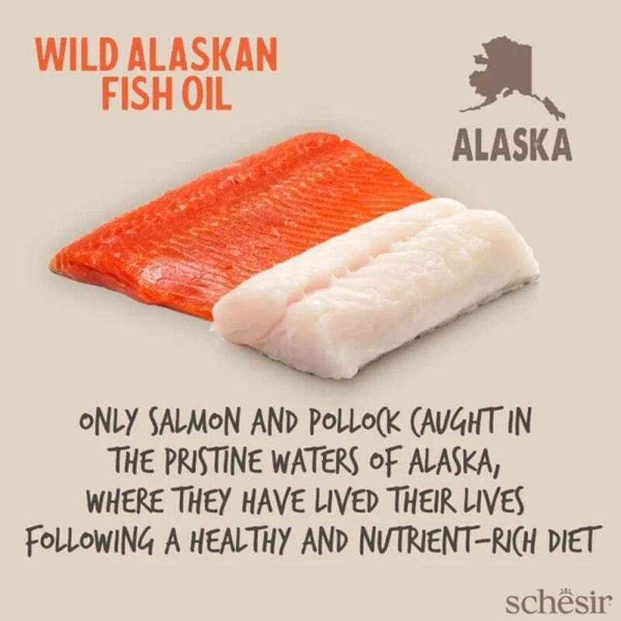 Schesir Wild Alaskan Fish Oil Omega-3 Plus - Fish Oil Supplement for Dogs and Cats, 250 ml