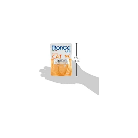 Monge Gatto – bucățele de somon la grătar, coapte la cuptor – hrană completă pentru pisoi, 85 g