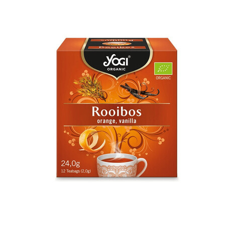 Té orgánico Rooibos, naranja y vainilla, 12 bolsitas/24 g, Yogi Tea